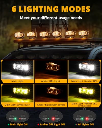 Auxbeam V-MAX Series 72W LED Pod Driving Lights with Amber DRL M188641