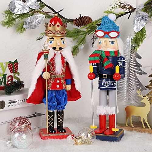 Joliyoou Christmas Nutcracker Figures 14 Inch Wooden Santa in Hawaii Decor C87534