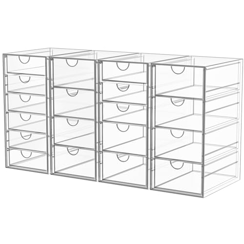 Acrylic Makeup Organizer with 19 Drawers, 4 Pack Clear Storage B90209