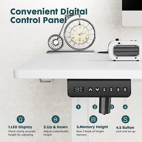 Adjustable Height Electric Standing Desk 55x24 Inch Black W5266