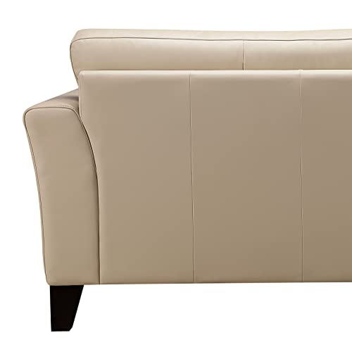 Abbyson Living Top Grain Leather Loveseat, Cream Q922361