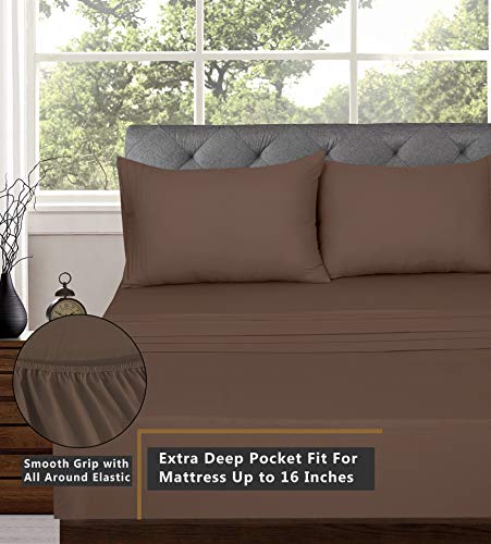 RUVANTI Flannel Sheets King Size - 100% Cotton Brushed - Deep Pockets - Grey Plaid U100154