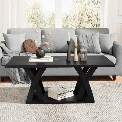 Farmhouse Coffee Table with Shelf, 47" Dark Brown V87810