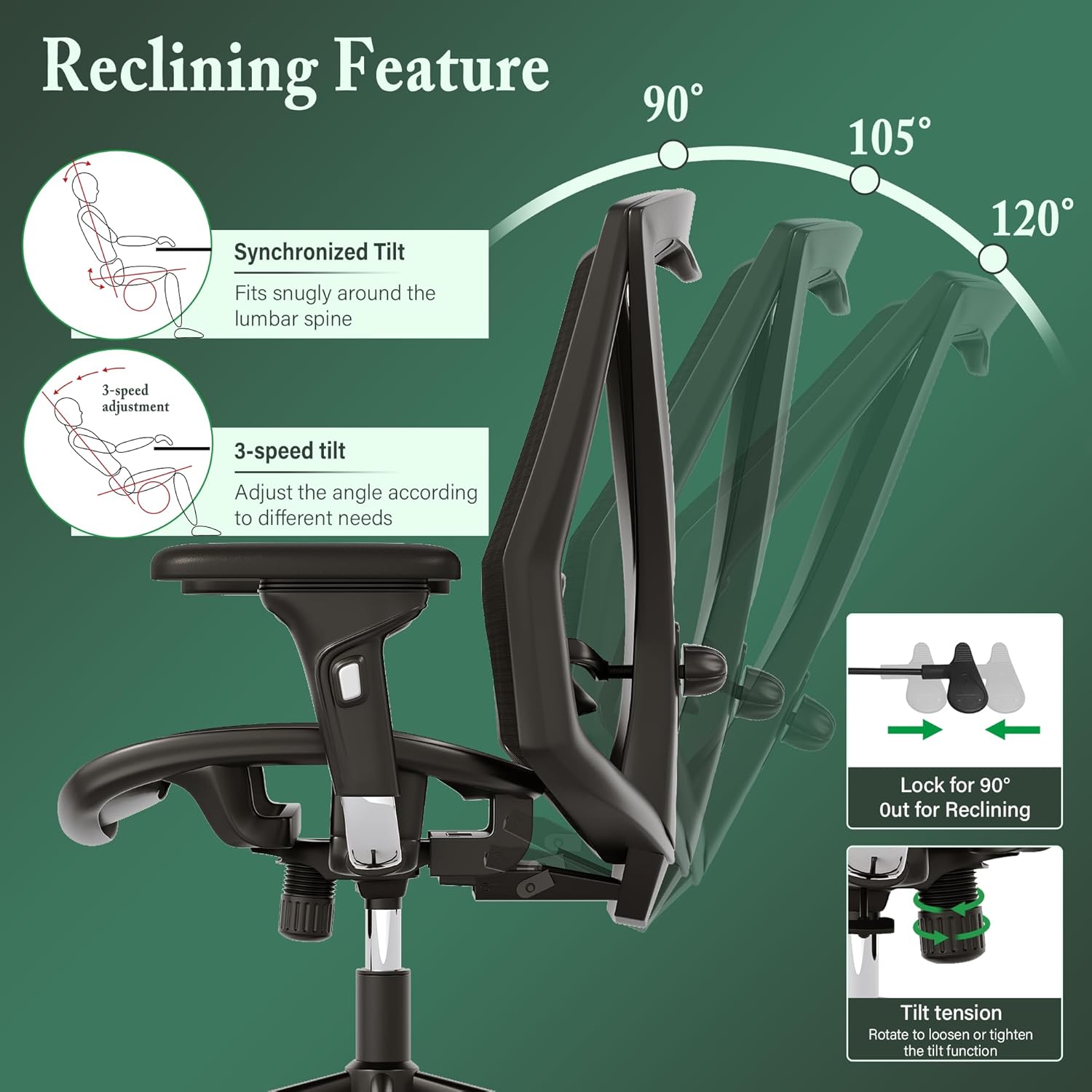 K095 Executive Office Chair, Ergonomic High Back with Adjustable Lumbar Support A645495
