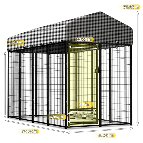 Large Outdoor Dog Kennel with Roof Cover Heavy Duty Welded Wire Steel Dog Pen B5629