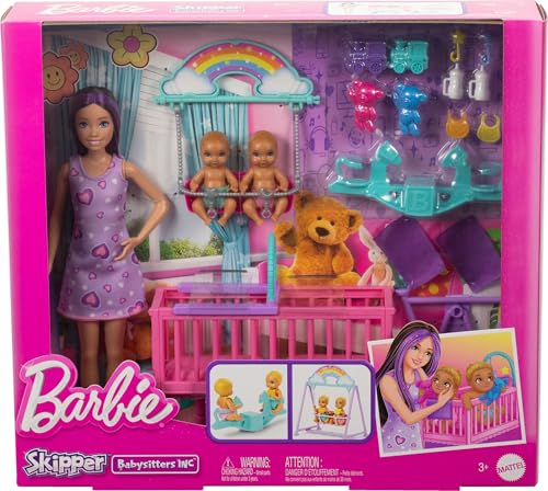 Barbie Skipper Doll & Nursery Playset with Twin Baby Dolls and Accessories G203