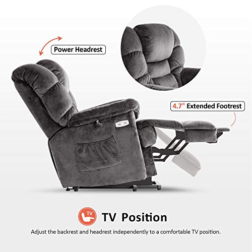 MCombo Triple Motor Power Lift Recliner Chair Sofa with Adjustable Headrest, Fabric, Brown T835565