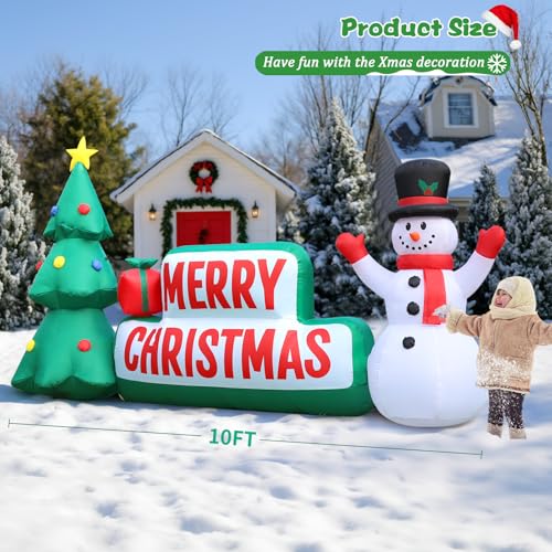 10 FT Christmas Inflatables Snowman Outdoor Yard Decorations with LED Lights C52642
