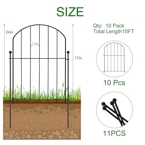 Arched Rustproof Metal Garden Fence Border 10 Panels E698