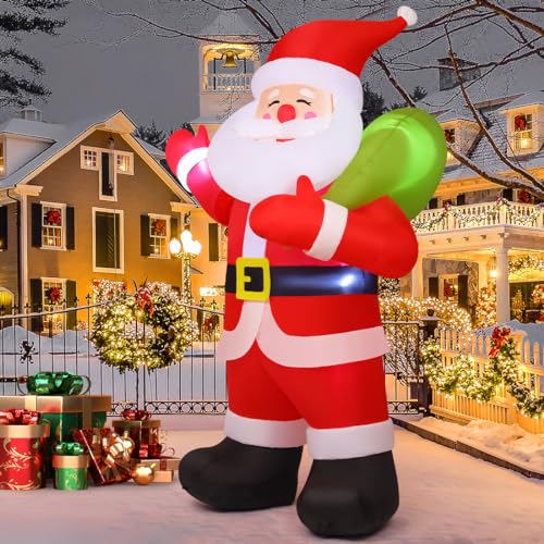 COMIN 9 ft Animated Santa Inflatable Outdoor Christmas Decoration with LEDs P87967