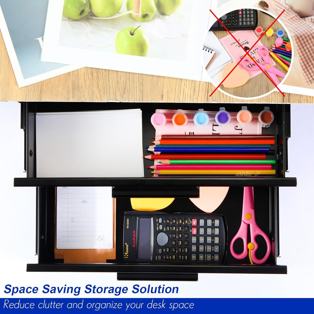 Under Desk Drawer Storage 16x12x8 Inch Pull Out Organizer, Black M7269