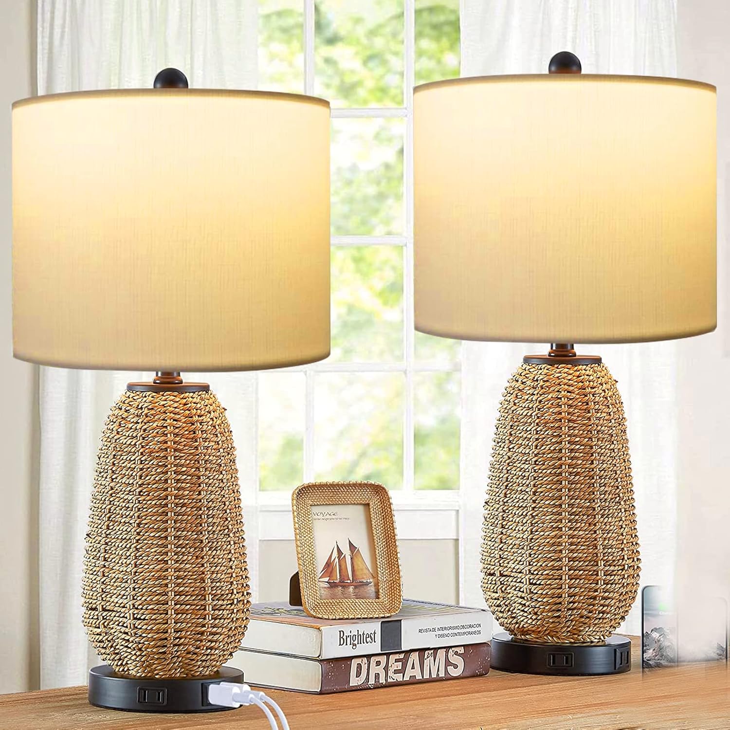 13x13x10" White Linen Drum Lampshade Set of 2 for Table & Floor Lamps G361636