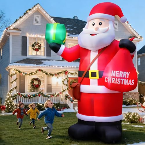 14 FT Christmas Inflatables Santa Claus Outdoor Decoration with LED Lights T4407