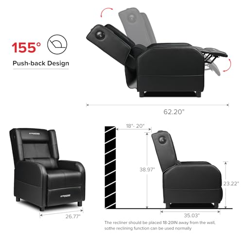 GTRACING Gaming Recliner Chair with Bluetooth Speakers, Black U6519