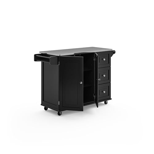 homestyles Mobile Kitchen Island Cart with Stainless Steel Top, Sage Green J6213
