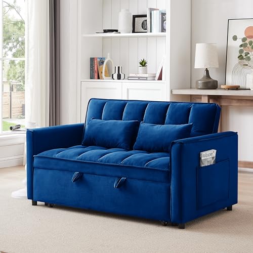 3-in-1 Convertible Velvet Sofa Bed with Adjustable Back, Storage Bag and Pillow G466