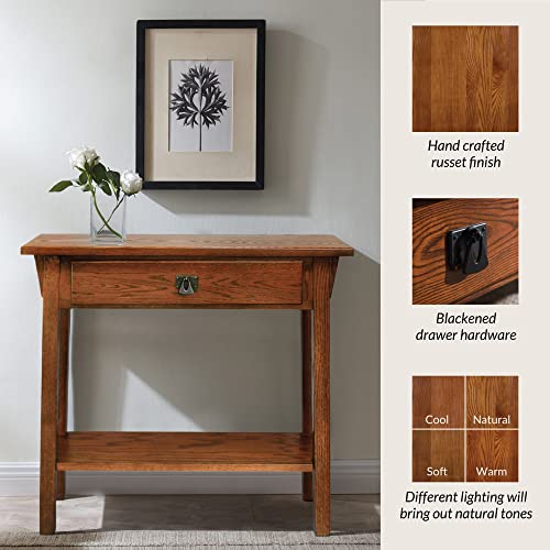 Leick Home 8233 Mission Console Table, Solid Wood, Medium Oak Finish L774