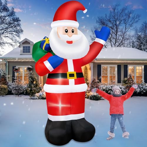 B&D 12FT Giant Christmas Inflatables Snowman Outdoor Decorations with Rotating LED Lights B36000