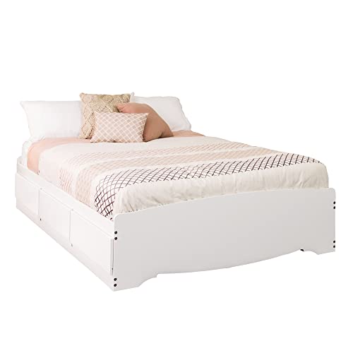 Prepac Mate's Full 6-Drawer Minimalist Platform Storage Bed, Contemporary Full Bed with Drawers 57" L x 18.75" W x 76.5" H, White, WBD-5600-3K