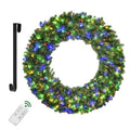 48in Large Christmas Outdoor Wreath - HOYECHI Lighted Wreaths Holiday Decor, Outdoor Wreath with 210 Colorful LEDs,714 PVC Tips, Metal Hook, 9 Functions, Timer, Power Plug-in, Remote Controls