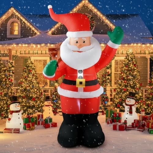 COOLWUFAN 6 FT Christmas Inflatables Santa Claus with Gifts Bag, LED Lights Outdoor Yard Decoration T979