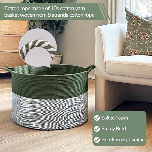 INDRESSME Large Cotton Rope Storage Basket with Handles, 90L Grey R37552