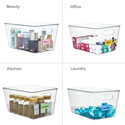 6 Pack Clear Stackable Storage Bins with Lids for Kids Toys J28474