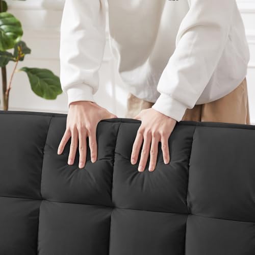 Modern Velvet Convertible Sofa Bed with Adjustable Back and Storage Bag, Blue Double S9157