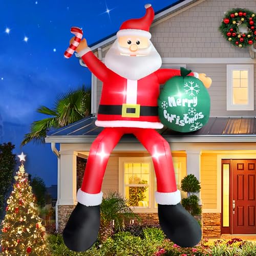 8 FT Christmas Inflatables Santa Claus with Gifts Bag, LED Light, Outdoor Decor F2174