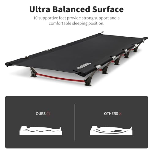 Naturehike Ultralight Camping Cot, Folding Tent Cot, Supports 330lbs, Dark Black H31125