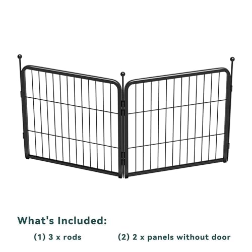 FXW Garden Fence 40in x 36ft, 16 Panels Decorative Metal Dog Fence for Yard, Black J952