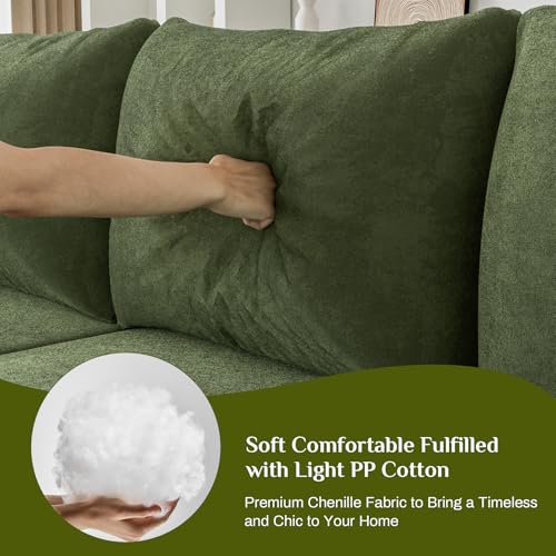 OUYESSIR L-Shape Modular Sectional Sofa Couch, 105" Chenille Upholstered Corner Sofa, Beige White G2566