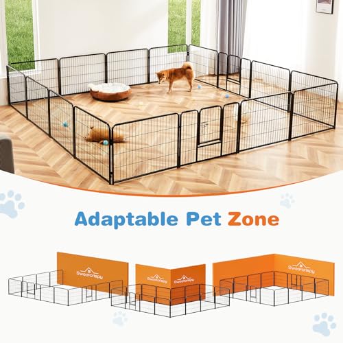 Sweetcrispy Dog Playpen Indoor - 8 Panel Metal Pet Fence with Doors for Small/Medium Pets R262216