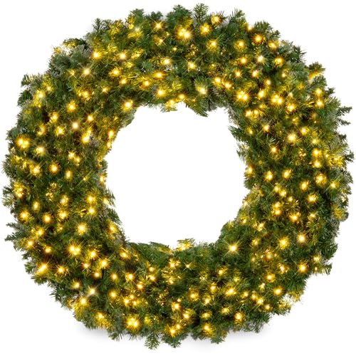 Best Choice Products 60in Pre-Lit Fir Christmas Wreath with 300 LED Lights E577048