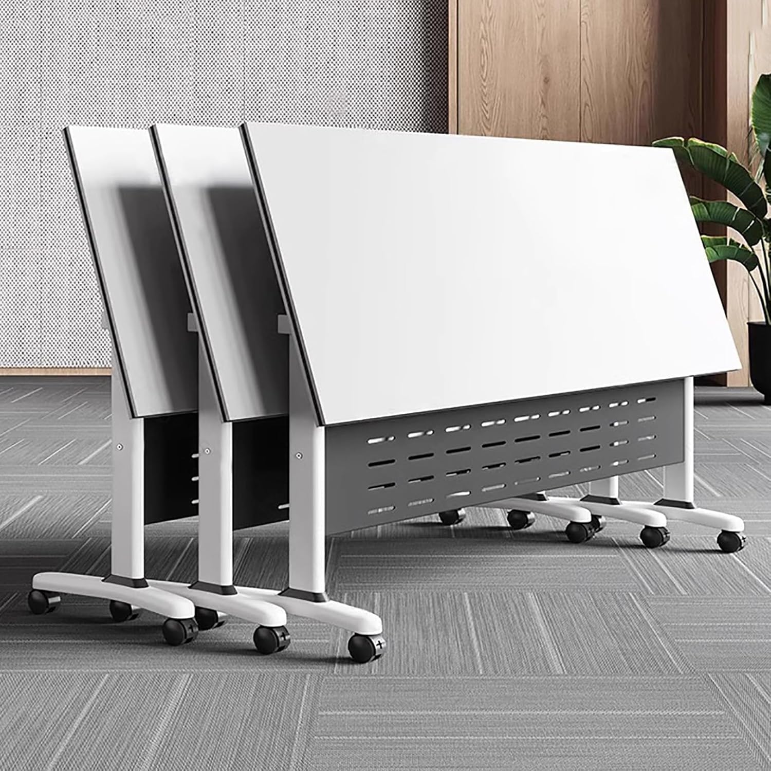 Conference Table Foldable Meeting Tables, Conference Rooms Training Rooms Flip Top Mobile Training Table, Rolling Meeting Table with Caster Wheels, Suitable for Office,Meeting Room,classr