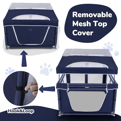 Puppy Playpen Indoor for Small Pets, 42x42x25 Inch with Gate U1971
