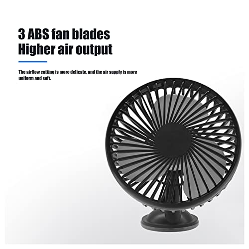 Car Fan, USB Powered Portable Vehicle Cooling Fan with Suction Cup, Black N883