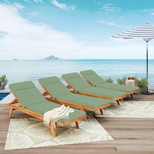 Chaise Lounge Cushion 72x21x3 Inch Set of 2 Outdoor Patio Cream B783089