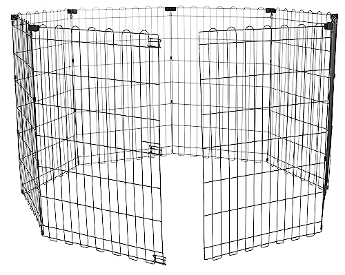 Amazon Basics Foldable Octagonal Metal Dog Playpen, Extra Large, Black G18040