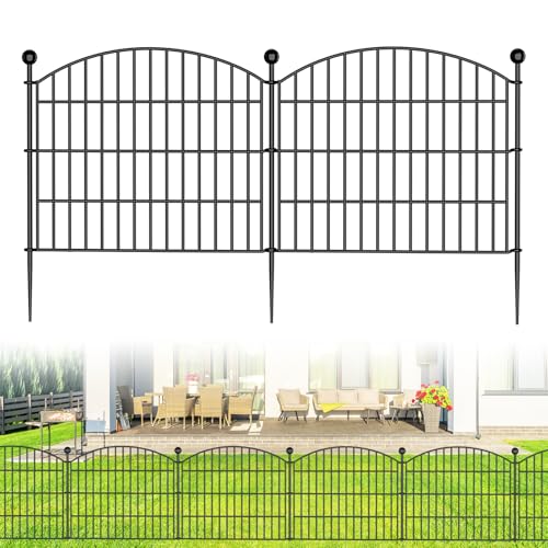 10 Panels No Dig Decorative Garden Fence, Rustproof Metal Dog Fence for Yard U518