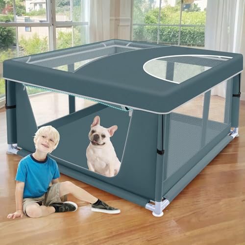 42x42x25.6 Inches Puppy Playpen with Gate for Small Dogs Indoor & Outdoor G192