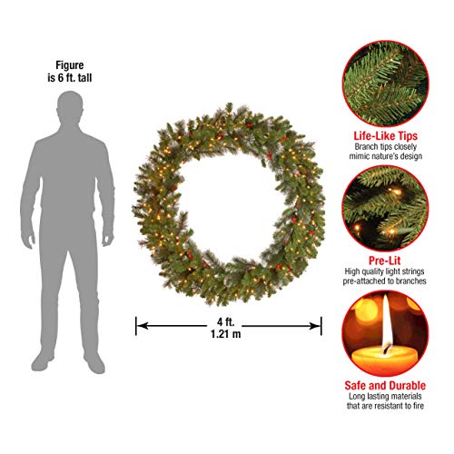 National Tree Company 30 in Pre-Lit Crestwood Spruce Artificial Christmas Wreath with Clear Lights G9281