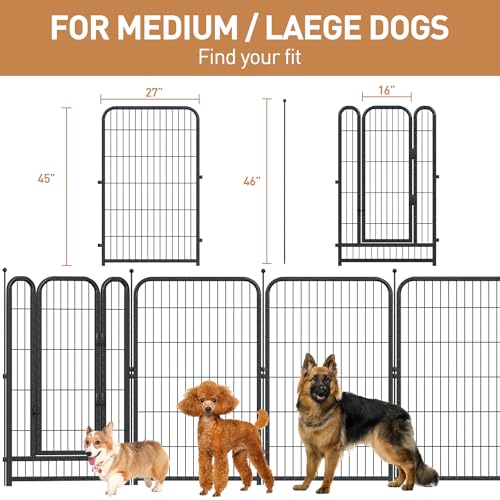 Metal Dog Playpen 40 Inch Height 16 Panels Indoor Outdoor Black-Silver W932257
