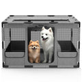 Dog Playpen, 43x43x26 Inches Puppy Playpen Portable with Top Cover, Thickened Fabric Tear Resistant Waterproof Bottom with Breathable Mesh Dog Fence for Indoor and Outdoor, Gray