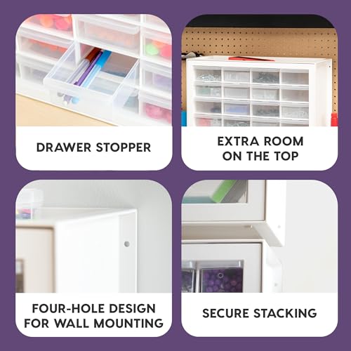 IRIS USA Plastic Drawer Storage Organizer, 24-Drawer Cabinet for Crafts Hardware Tools - Black I685821