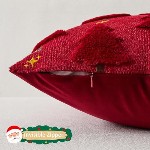UGASA Star Christmas Decorative Pillow Covers 18x18 Inch Set of 2 Dark Green Q9265