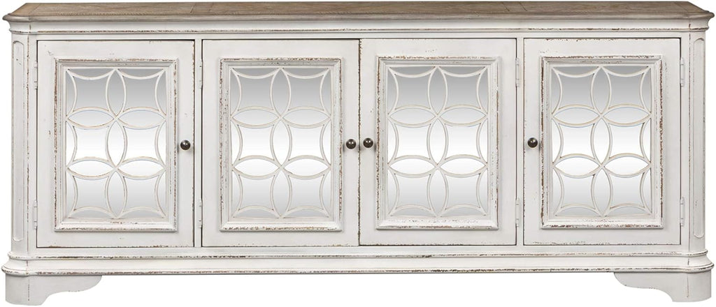Liberty Furniture Magnolia Manor 84" TV Console, Antique White D3337