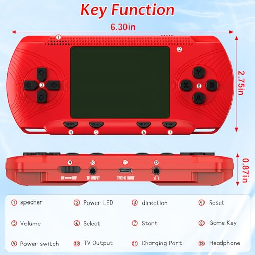 Handheld Game Console for Kids, Portable, Preloaded 258 Games J862