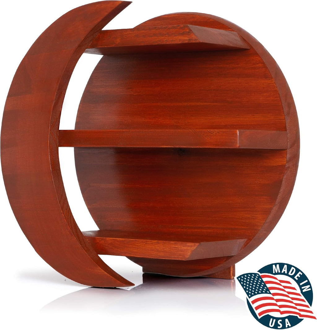 CHAMAMA Moon Shelf, Boho Wooden Wall Decor for Crystals R3590