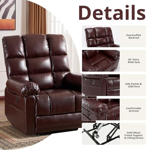 Oversized Power Lift Recliner Chair for Elderly with Massage and Heat T36815